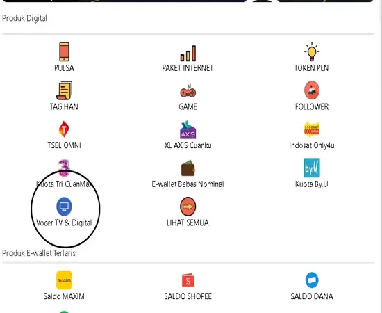 Langkah 1: Pilih menu Vocer TV & Digital