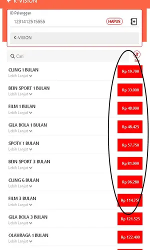 Langkah 4: Pilih nominal paket