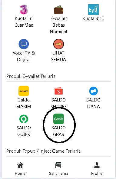 tampilan menu grab driver di website yagamicell