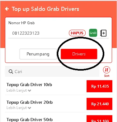 form input nomor hp driver grab